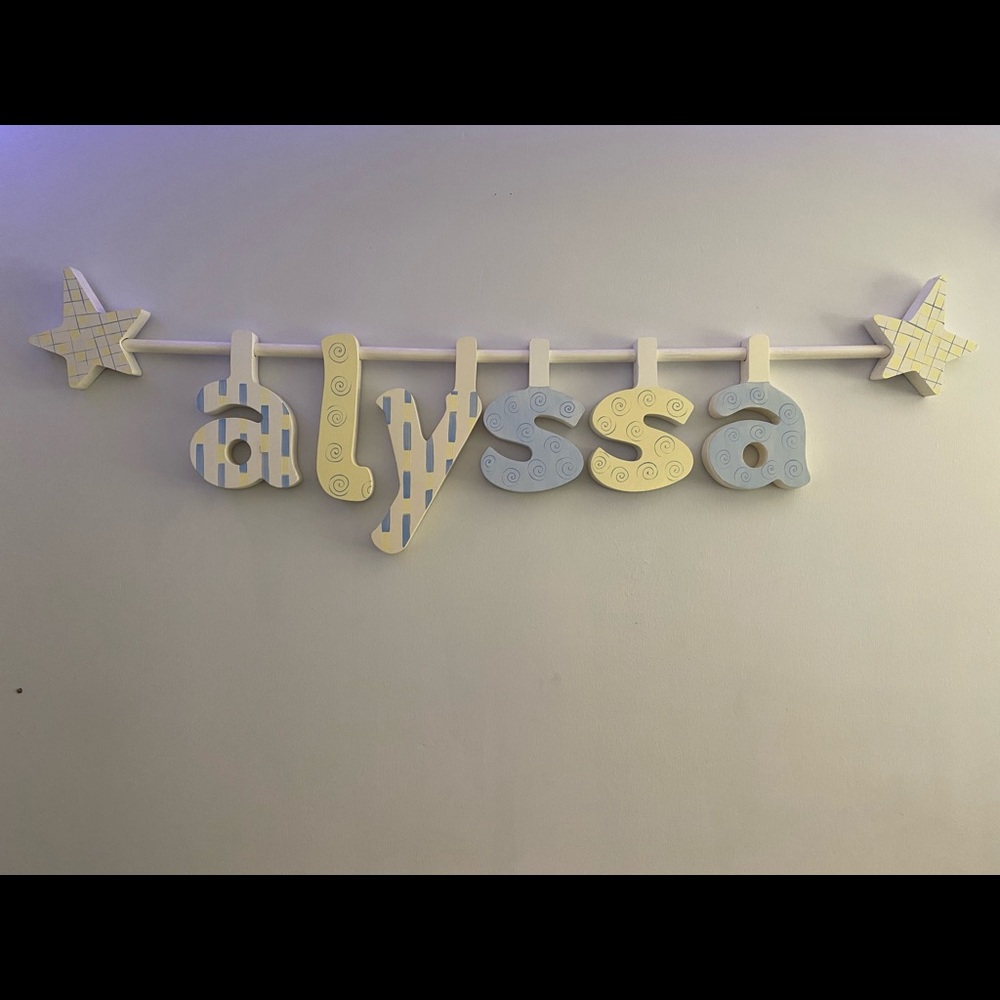 Wooden Alyssa hanging wall sign